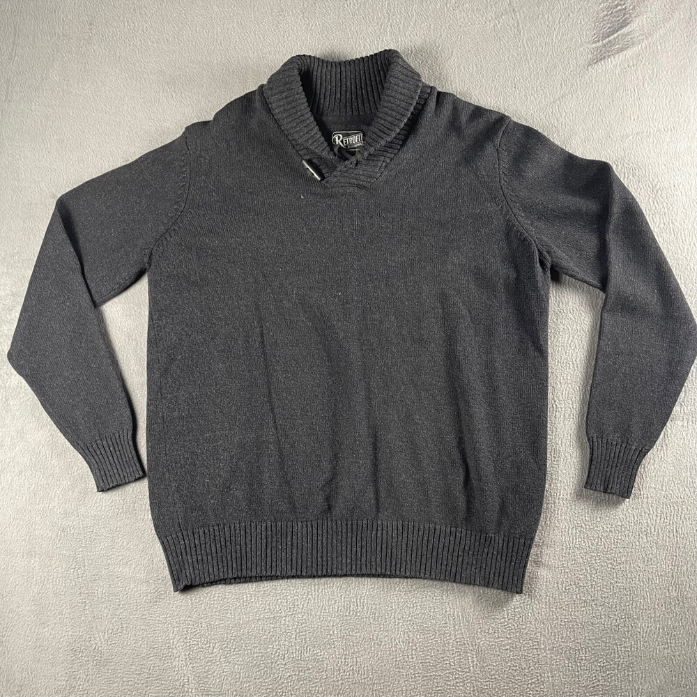 Retrofit Pullover Hi Neck Sweater Mens 2XL Gray Toggle Preppy Business Casual